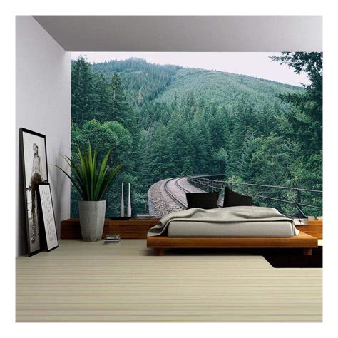 Wall26 Railway Through The Forest Removable Wall Mural Self
