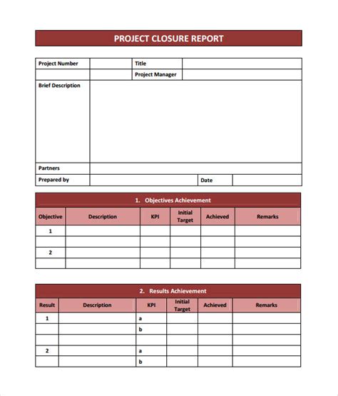 project closure report template  documents   word