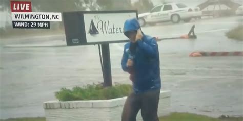 Video Shows Weatherman Exaggerating Hurricane Florence Wind Force