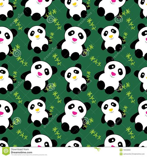Cute Pandas Seamless Pattern Stock Vector Illustration