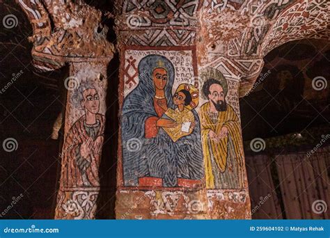 Tigray Ethiopia March 22 2019 Wall Paintings In Abuna Yemata Guh