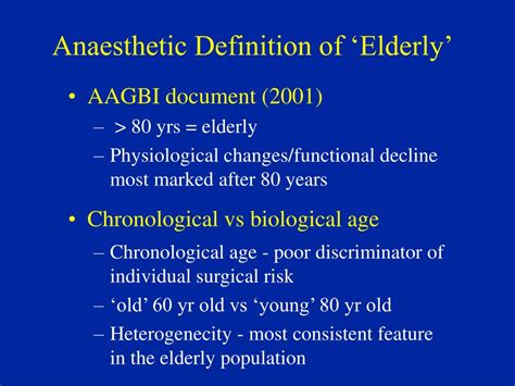 Elders in malaysia the actual age used in the definition of 'senior citizens' or 'elderly' has differed among researchers and writers. PPT - The Anaesthetic Assessment of an Elderly Surgical ...