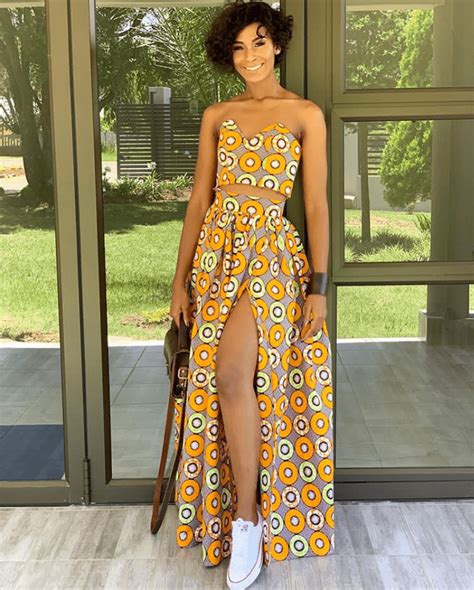 Clipkulture Beautiful African Print Crop Top And High Slit Long Skirt