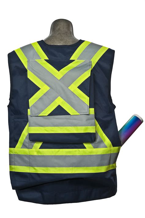 Premium two tone surveyor's vest. Columbia Fire and Safety Ltd. | SURVEYORS VEST BLUE DELUXE