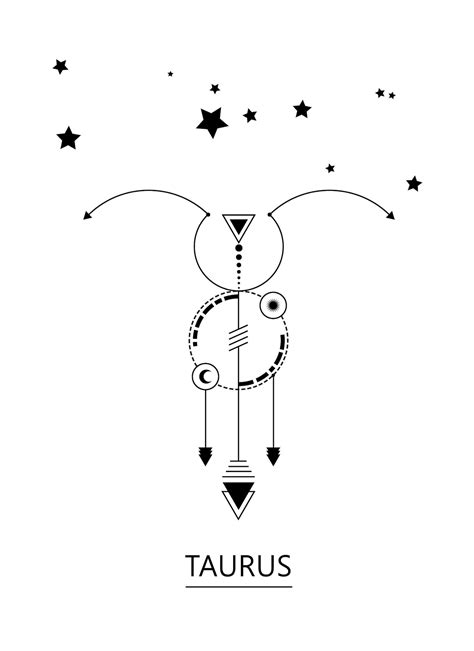 Zodiac Sign Clipart Taurus Minimalist Tattoo Of The Taurus Etsy
