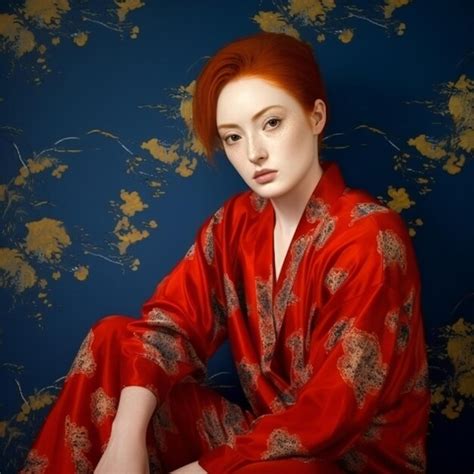 Premium Ai Image Portrait Of A Beautiful Redhaired Girl Studio Shot