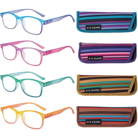 eyeguard 4 pack reading glasses for women fashion colorful gradient readers 1 50