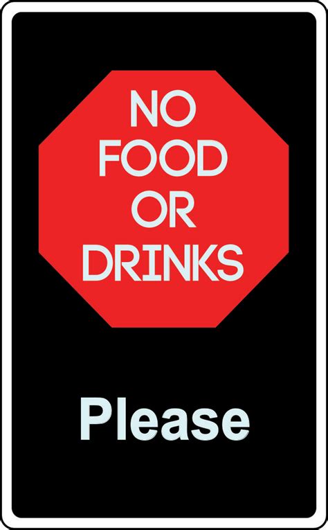 No Food Or Drinks Please Store Policy Sign Business Retail