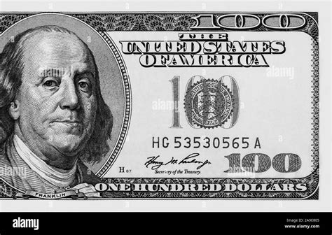 Part Of A Hundred American Dollar Bill Close Up Stock Photo Alamy