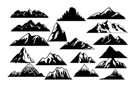 Digital Mountain Silhouette Cut Files Mountain Digital Clip Art