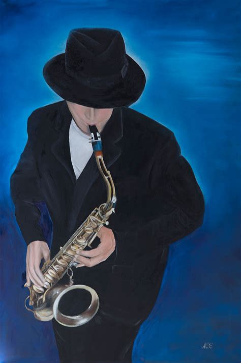 Sax Man By Melanie Elliott Original A0 Oil Painting Art In The