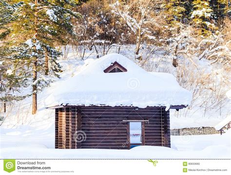 Wooden Hut In The Snow Belokurikha Altai Stock Photo Image Of Bolt