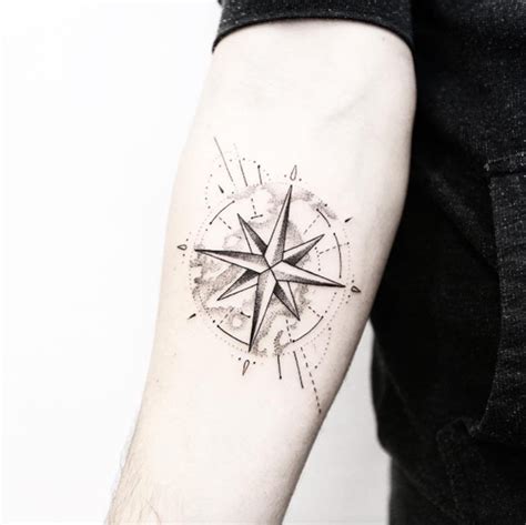 Compass Tattoo Forearm Men Foto Kolekcija