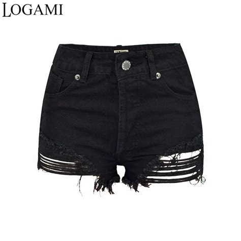 Aliexpress Com Buy Logami High Waist Shorts Women Ripped Sexy Jeans