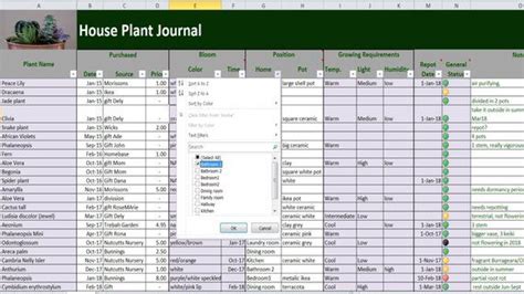 House Plants Journal Excel And Pdf Template Plants Log Spreadsheet