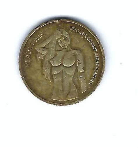Vintage Nude Busty Woman Heads Tails Centerfold Adult Peepshow Coin