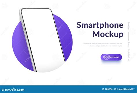 White Realistic Smartphone Mockup In The Circle 3d Mobile Phone With