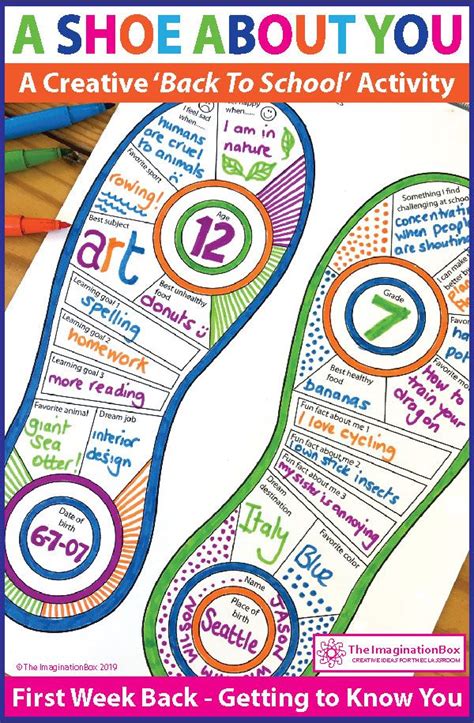 All About Me Shoe Design Activity Back To School Art About Me Activities First Day Of School