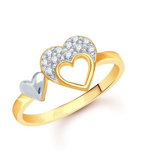 Vk Jewels Double Heart Gold And Rhodium Plated Ring Buy Vk Jewels Double Heart Gold And Rhodium