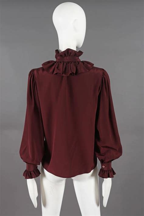 yves saint laurent silk pussy bow blouse with ruffled collar circa 1970s at 1stdibs blouse