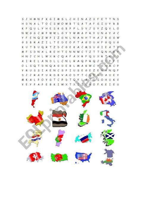 Countries Of The World Word Search Puzzle Word Puzzles For Kids Word