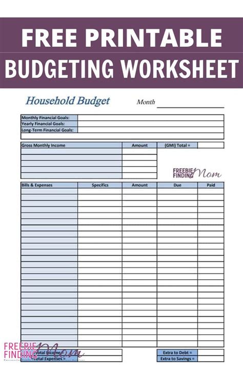 Free Printable Budget Worksheets Freebie Finding Mom Printable