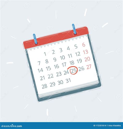 A Blank Calendar Isolated On White Background Stock Vector
