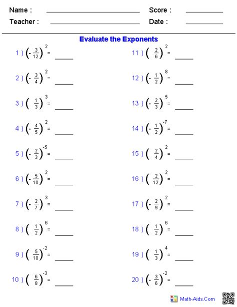 5th Grade Math Exponents Worksheets Kidsworksheetfun