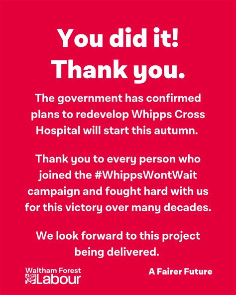 Whipps Cross Funding Confirmed Waltham Forest Labour Waltham Forest Labour