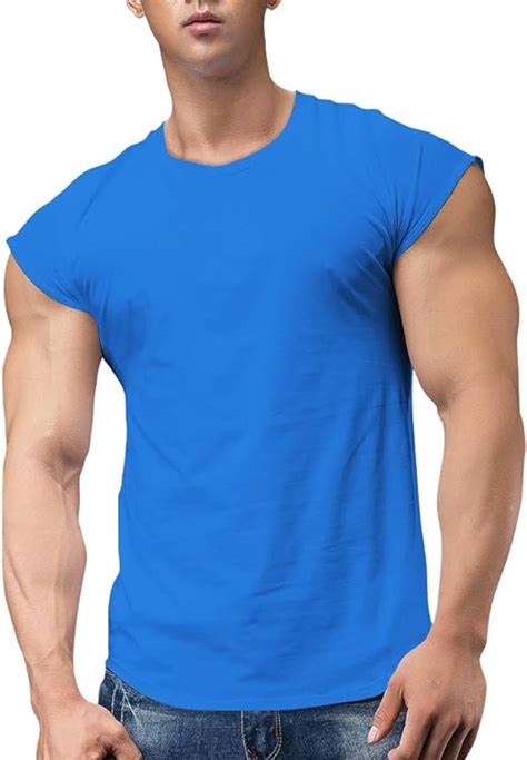 Men Athletic T Shirts Tees Short Sleeve Muscle Cut For Bodybuilding