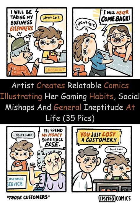 artist creates relatable comics illustrating her gaming habits social mishaps and general