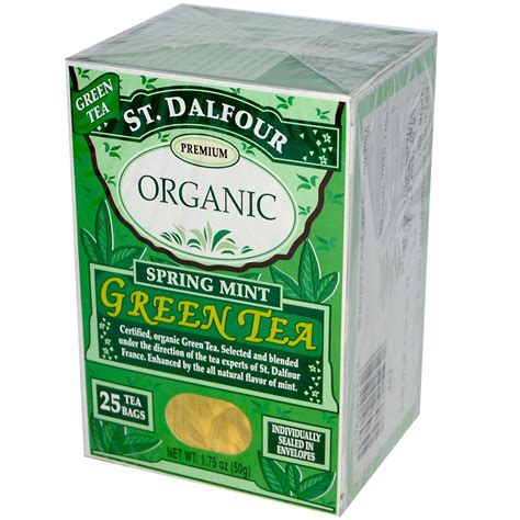 St Dalfour Organic Spring Mint Green Tea 25 Tea Bags 175 Oz 50 G
