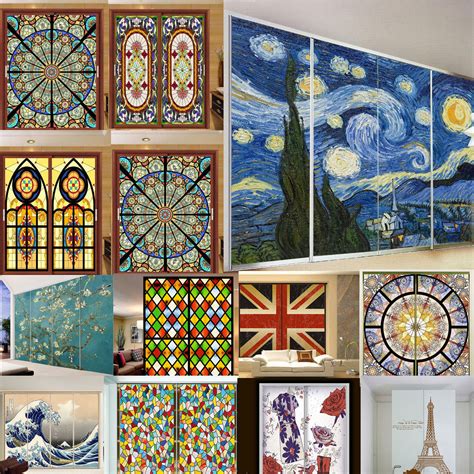 Customized Static Cling Frosted Stained Glass Window Film Translucent