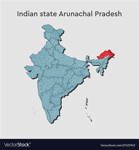 India Country Map Arunachal Pradesh State Template