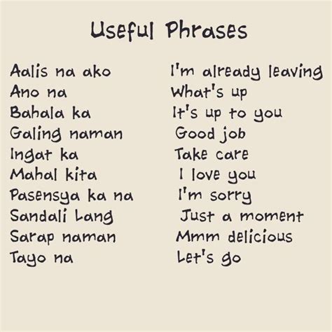 Tagalog Phrases Tagalog Words Filipino Words Learning Spanish
