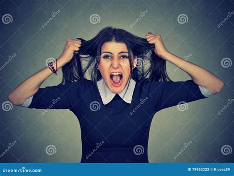 Stress Woman Stressed Is Going Crazy Pulling Her Hair In Frustration