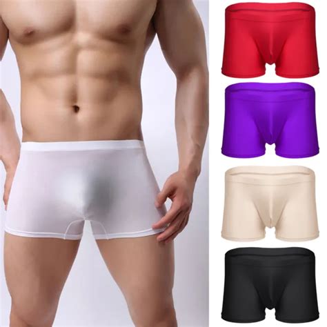 Sexy Men Ice Silk Seamless Boxer Briefs Pouch Underwear Shorts Trunks Underpants 625 Picclick