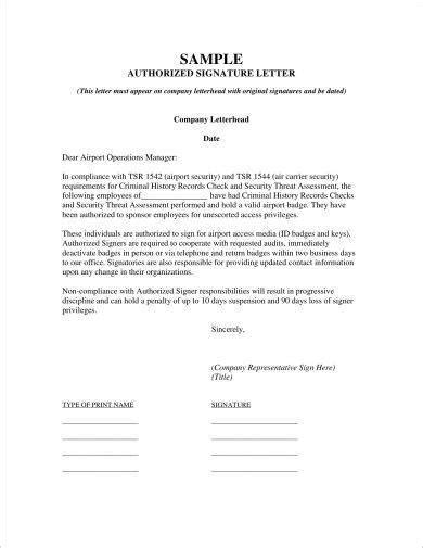 Signature Authorization Letter 9 Examples Format Sample Examples