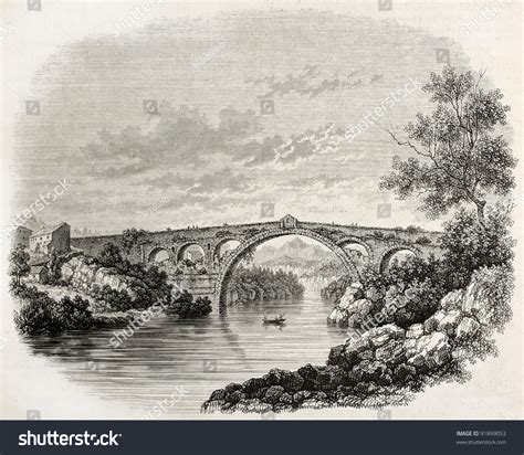 Pont Du Diable Devil Bridge Old Illustration Ceret France Created