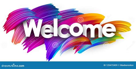 Welcome Paper Poster With Colorful Brush Strokes Stock Vector