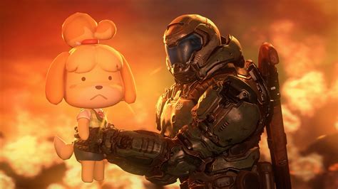 Fan Art Isabelle And The Doom Slayer Team Up Against Hellish Forces In