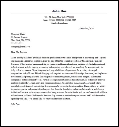 Karoline durstschi uses this to her advantage in this striking cover letter. Professional Controller Cover Letter Sample & Writing ...