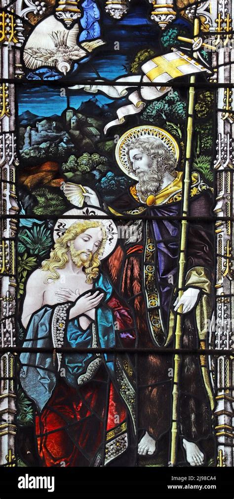 A Stained Glass Window By Percy Bacon And Brothers Depicting The Baptism