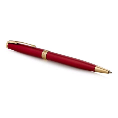 Parker Sonnet Red Lacquer Ballpoint Pen With Gold Trim Medium Nib Black