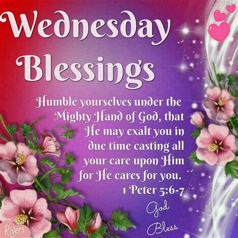 A Card With Flowers On It Saying Wednesday Blessing