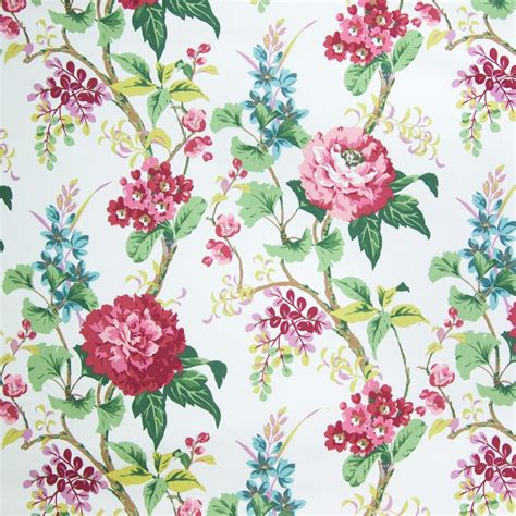 Clover Pink And Red Floral Print Upholstery Fabric Fabric Flowers