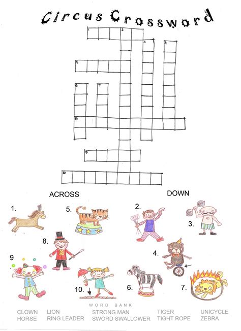 Printable Crossword Puzzles For Kids Printable World Holiday