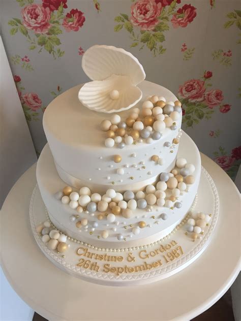Pearl anniversary cake | Anniversary cake, 30th wedding anniversary cake, Anniversary cake designs