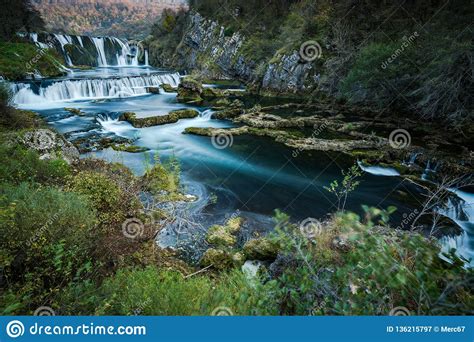 Strbacki Buk Waterfall On Una River Bosnia Stock Image Image Of