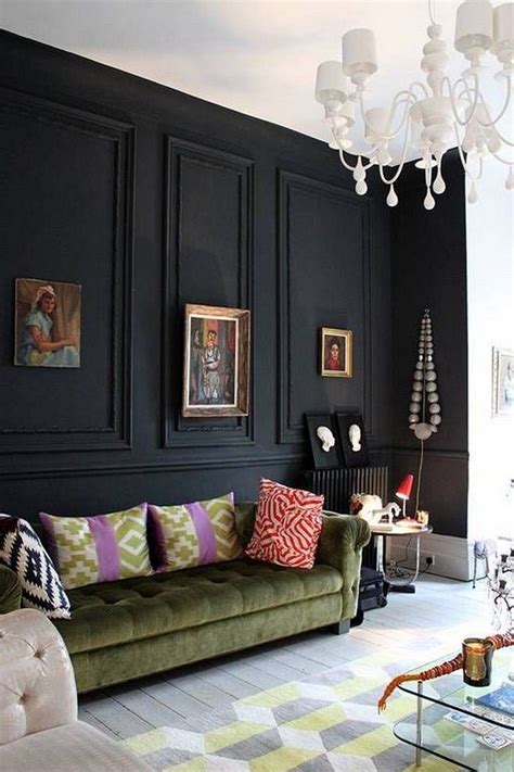 Living room decor with grey walls. 25 Lovely Living Room Decor Ideas With Black Walls ...